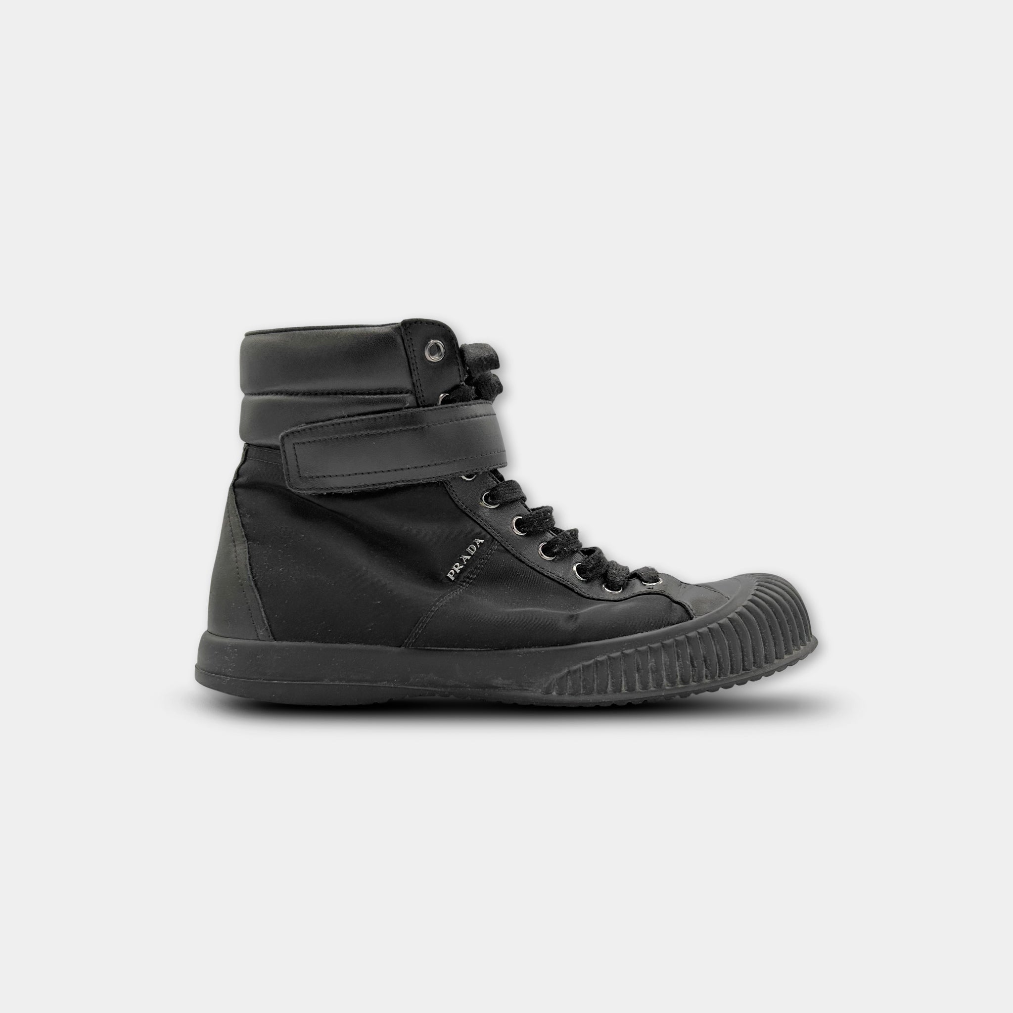 Prada High-Top Duck Rubber Toe Sneakers