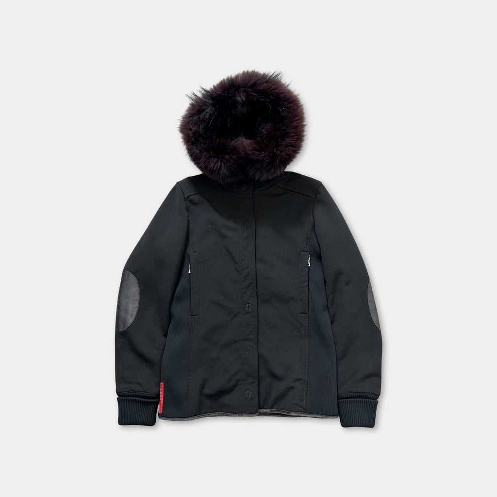 Prada Black Fur Hooded Jacket