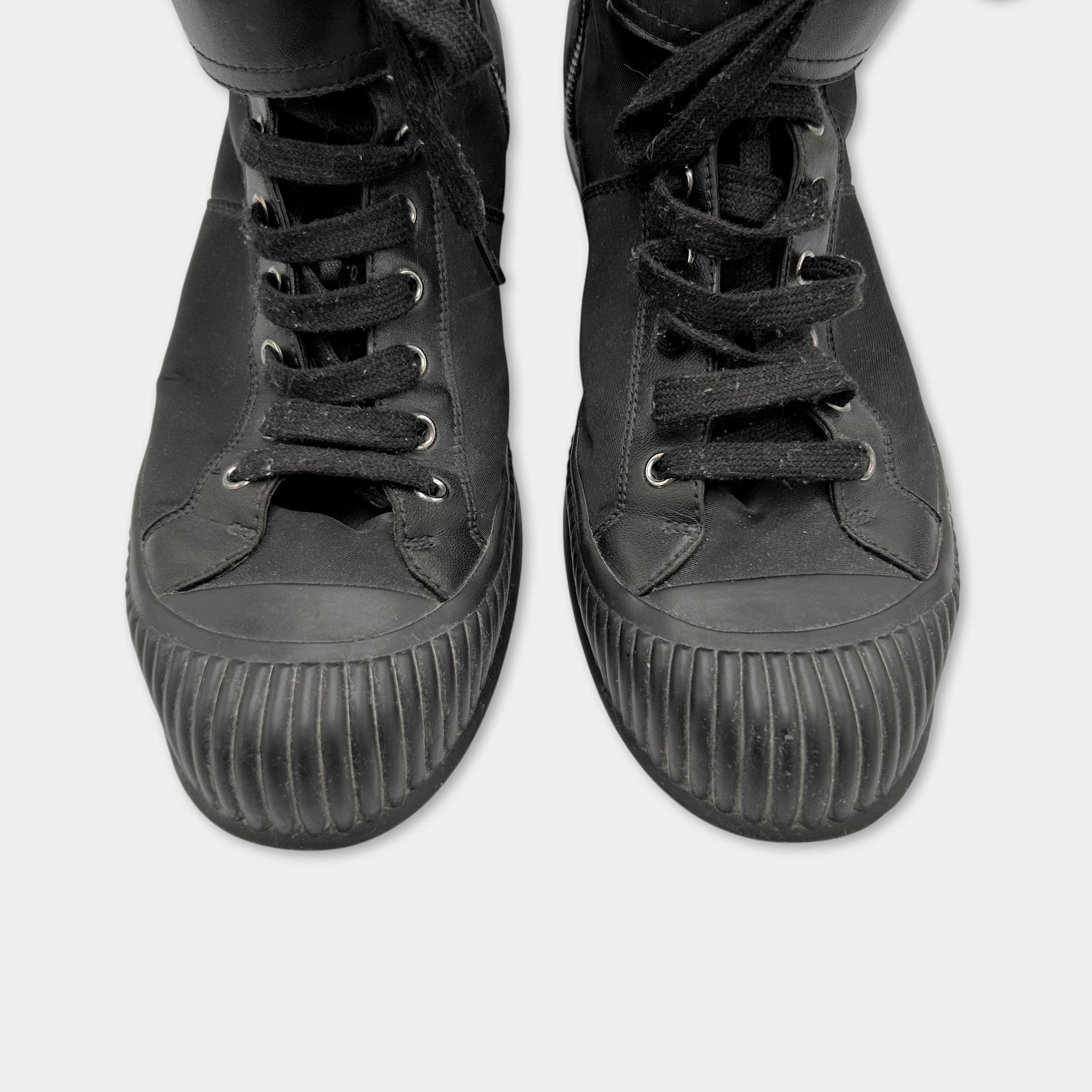 Prada High-Top Duck Rubber Toe Sneakers