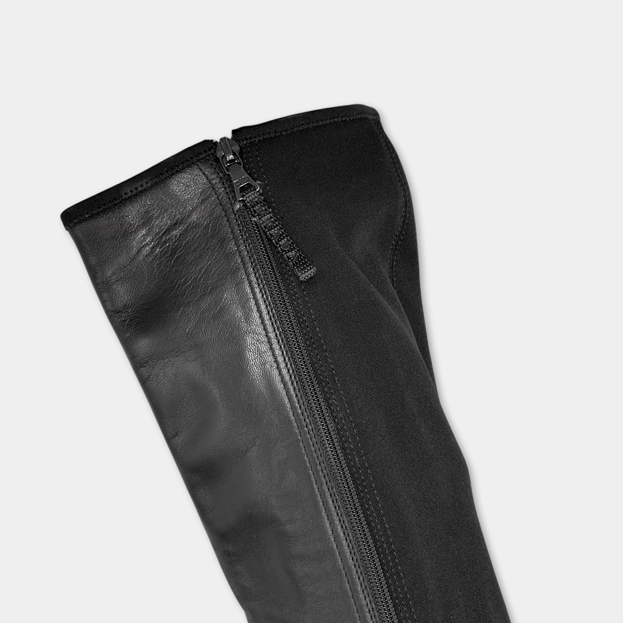 Prada Black Leather High Heeled Boots