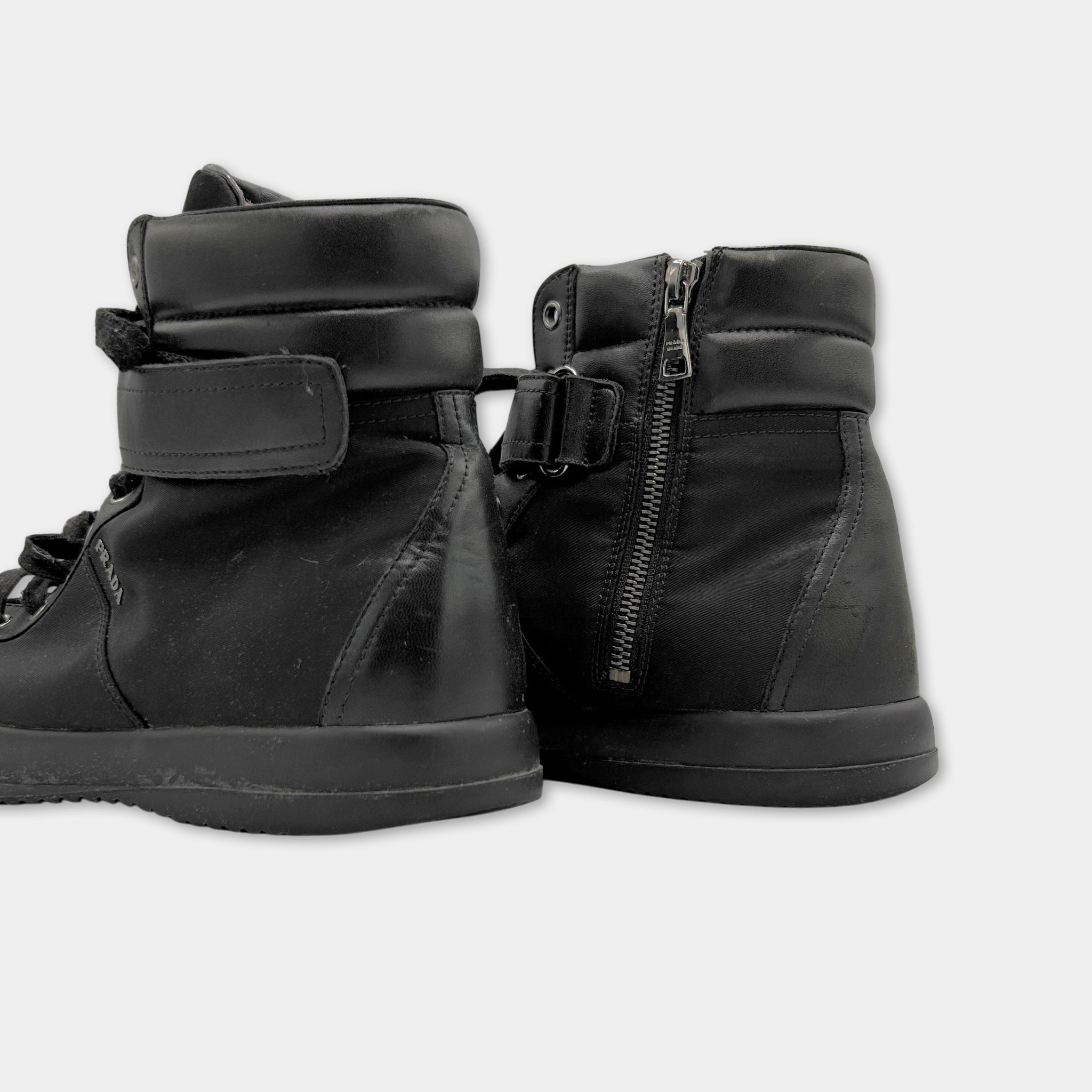 Prada High-Top Duck Rubber Toe Sneakers