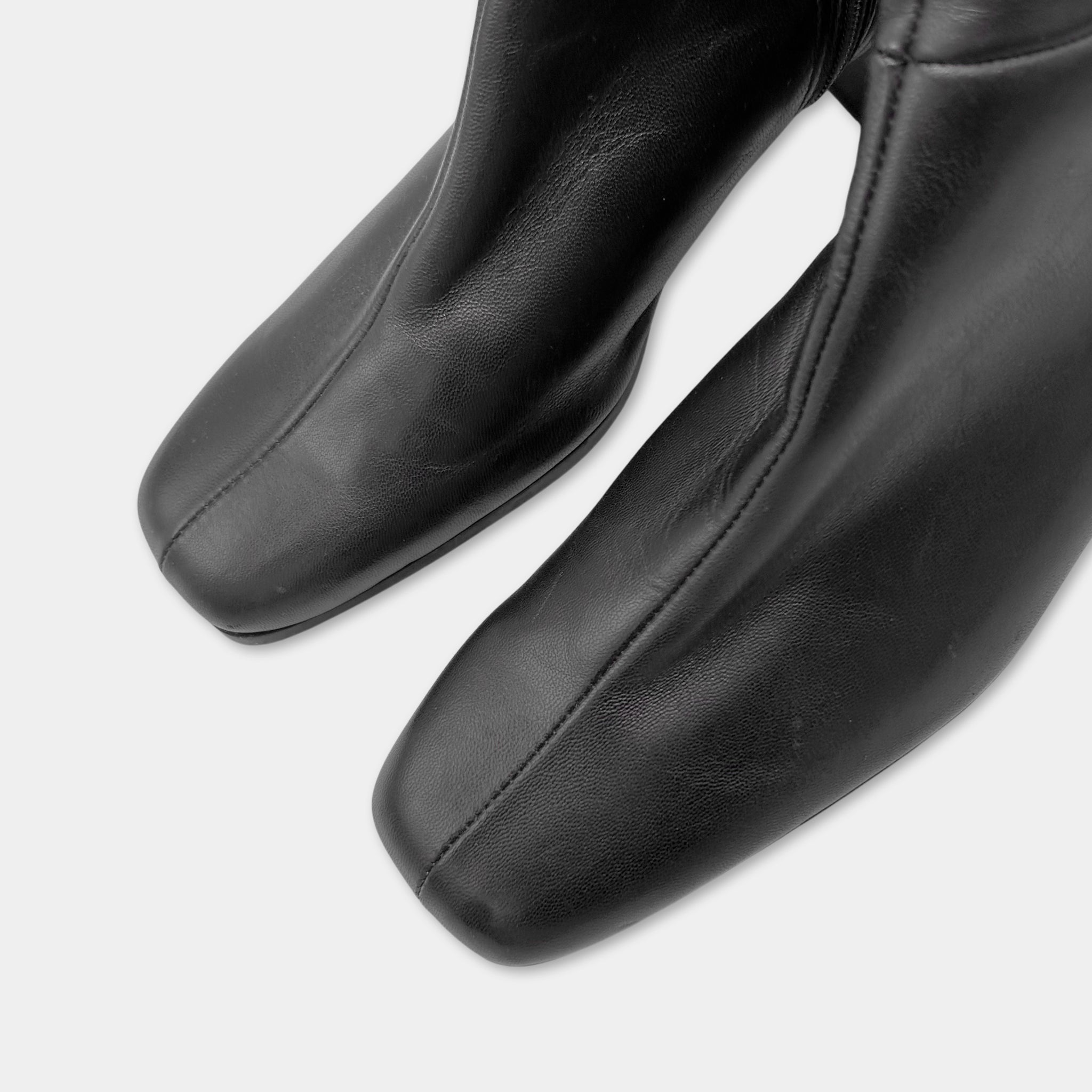 Prada Black Leather High Heeled Boots