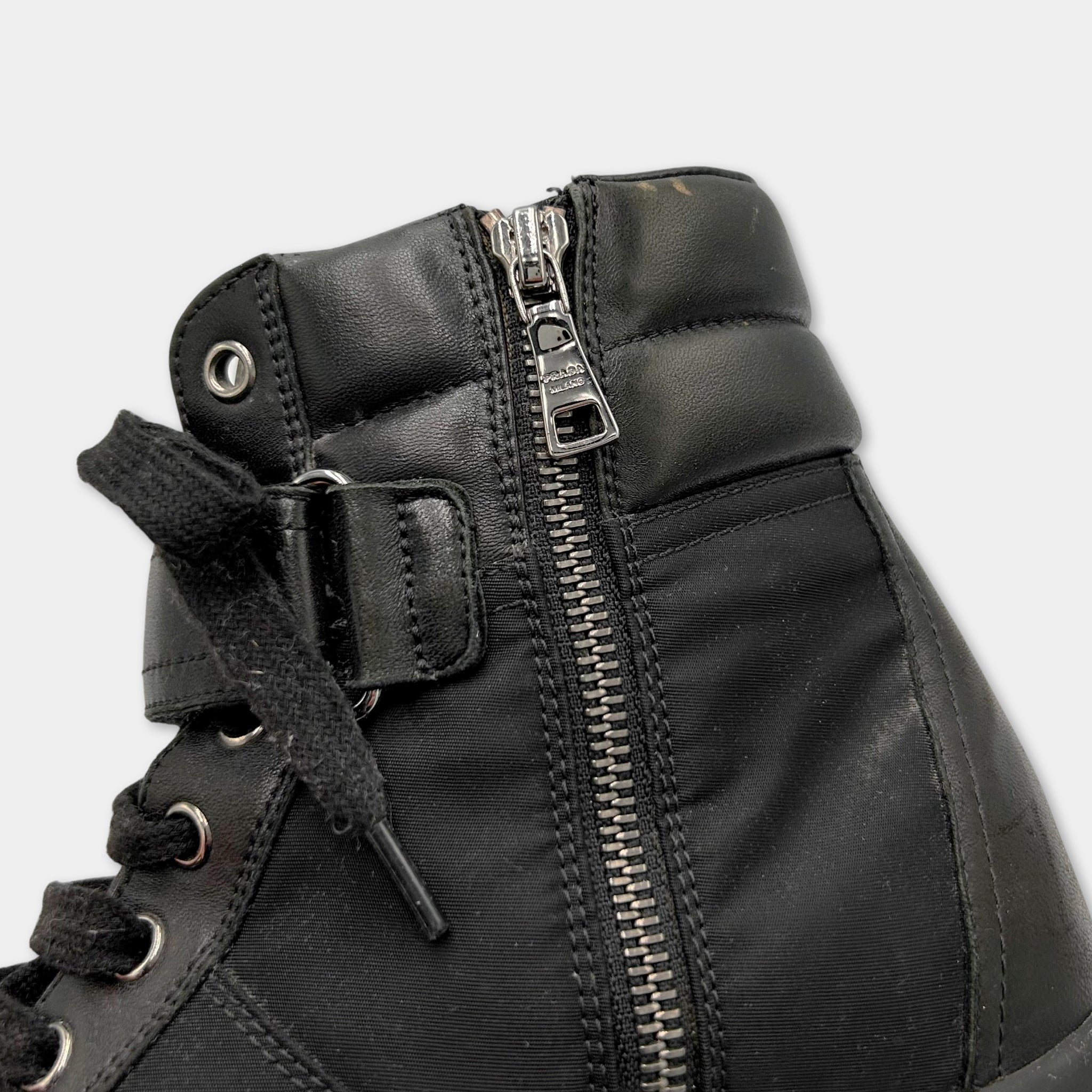 Prada High-Top Duck Rubber Toe Sneakers