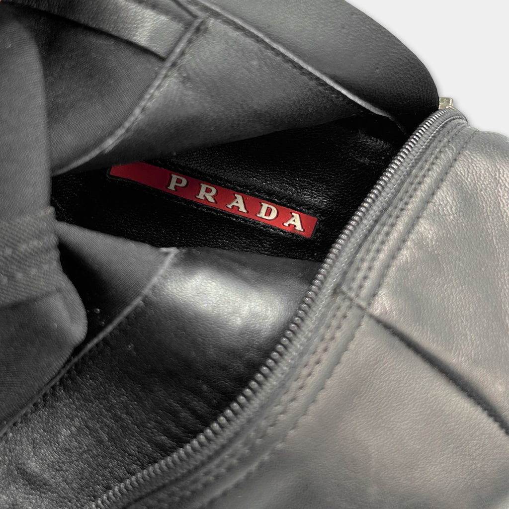 Prada Black Leather High Heeled Boots