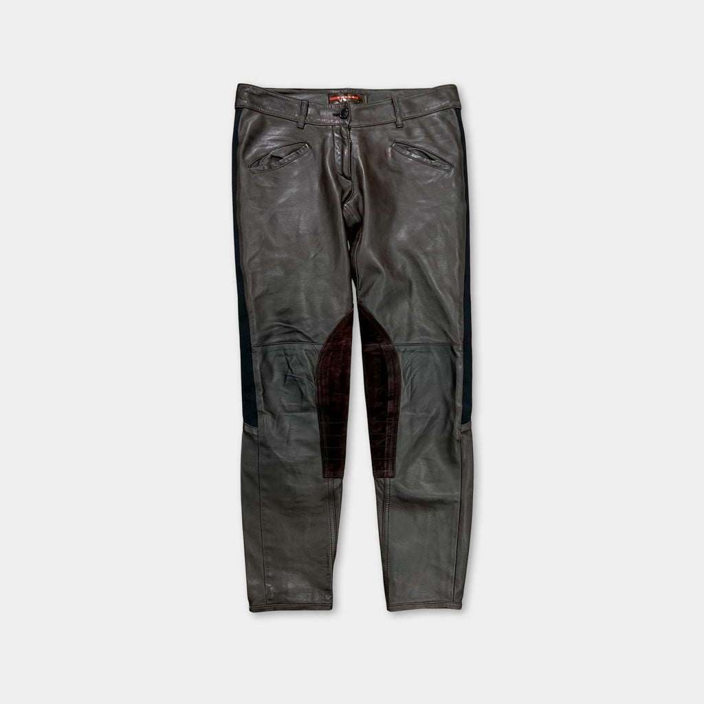 2000s Prada Brown Motorcycle Leather Pants
