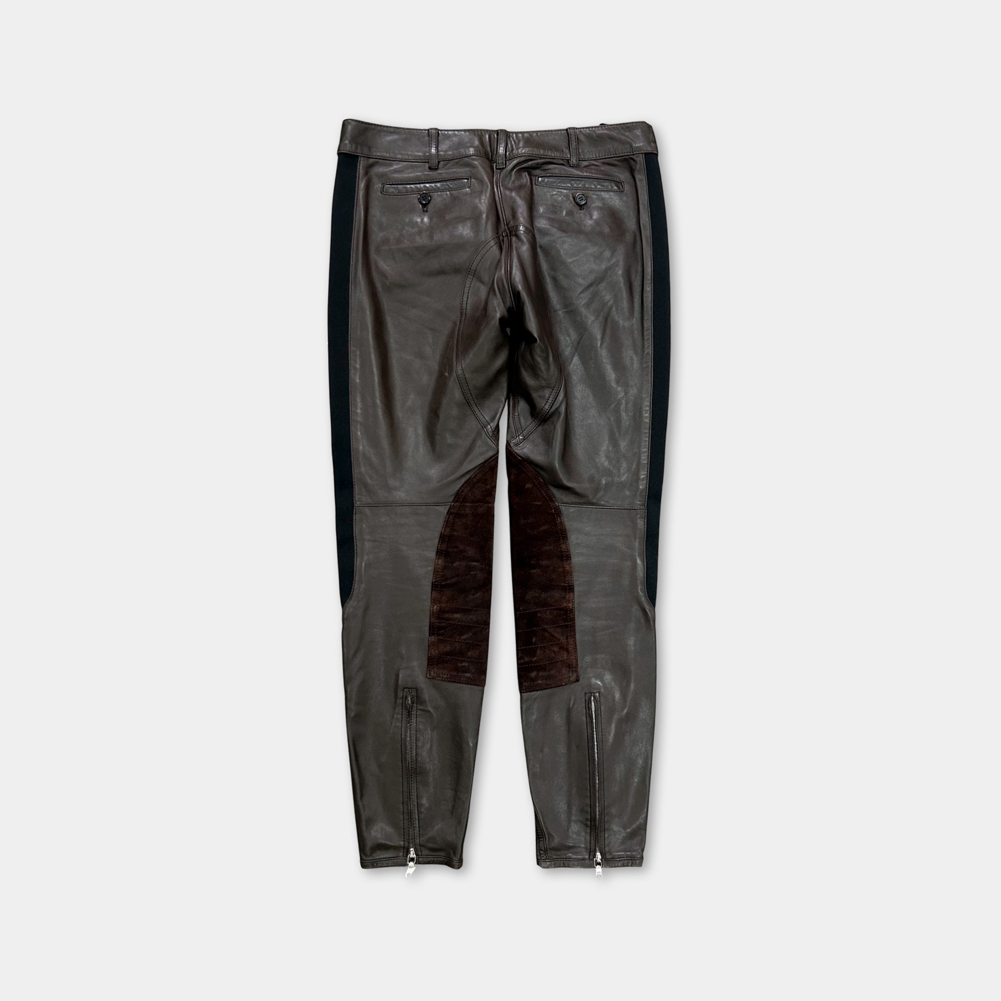2000s Prada Brown Motorcycle Leather Pants