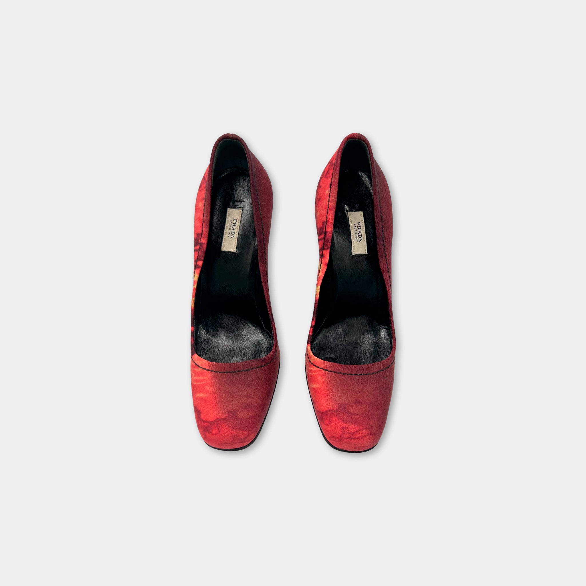 Prada SS04 Red Tie-Dye Silk Pumps
