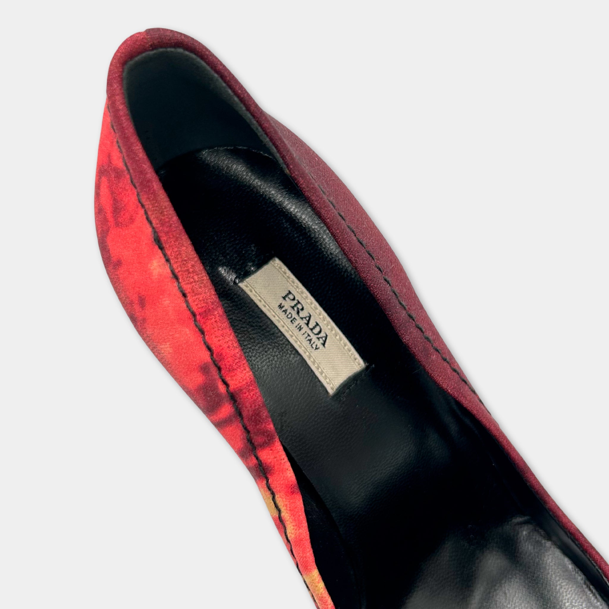 Prada SS04 Red Tie-Dye Silk Pumps