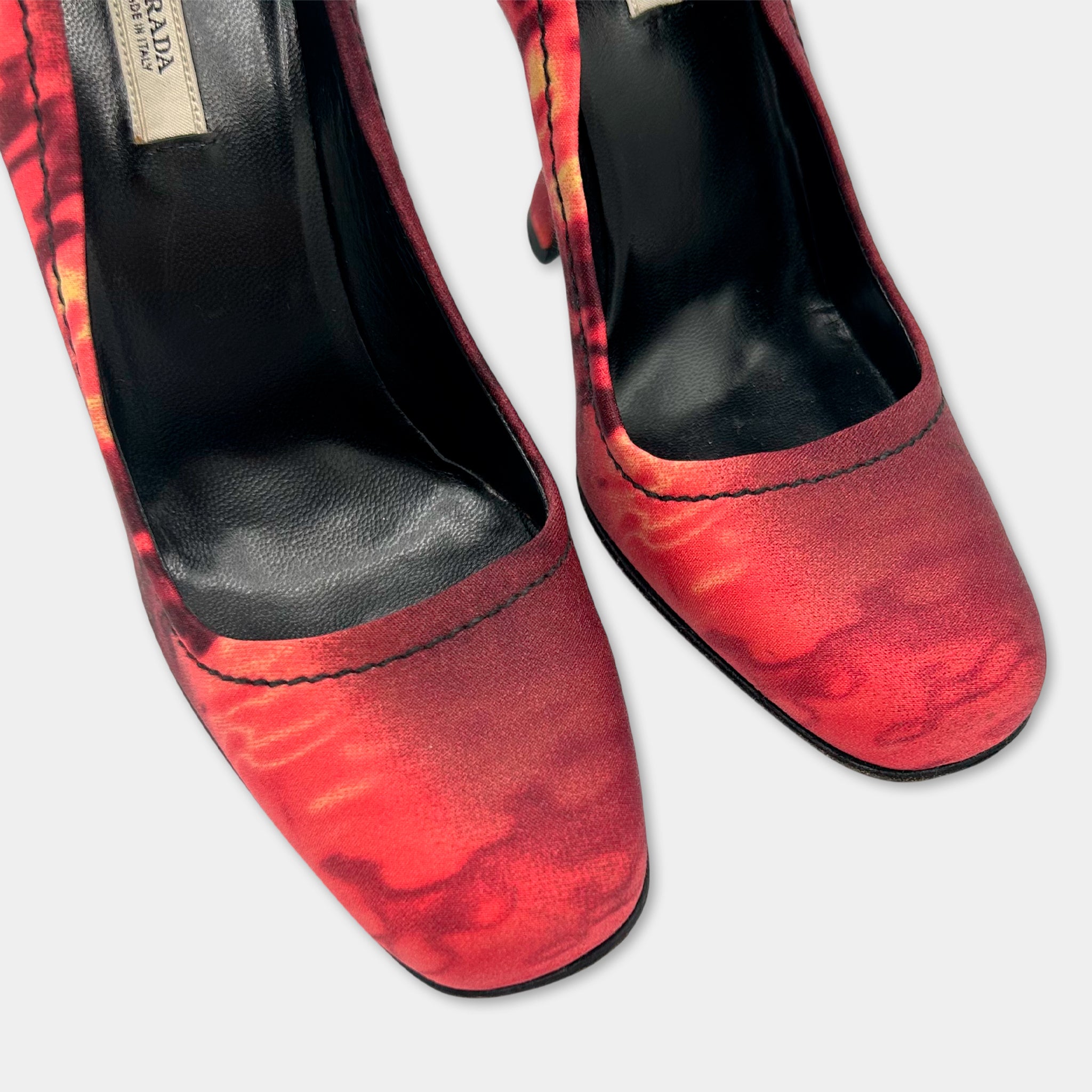 Prada SS04 Red Tie-Dye Silk Pumps