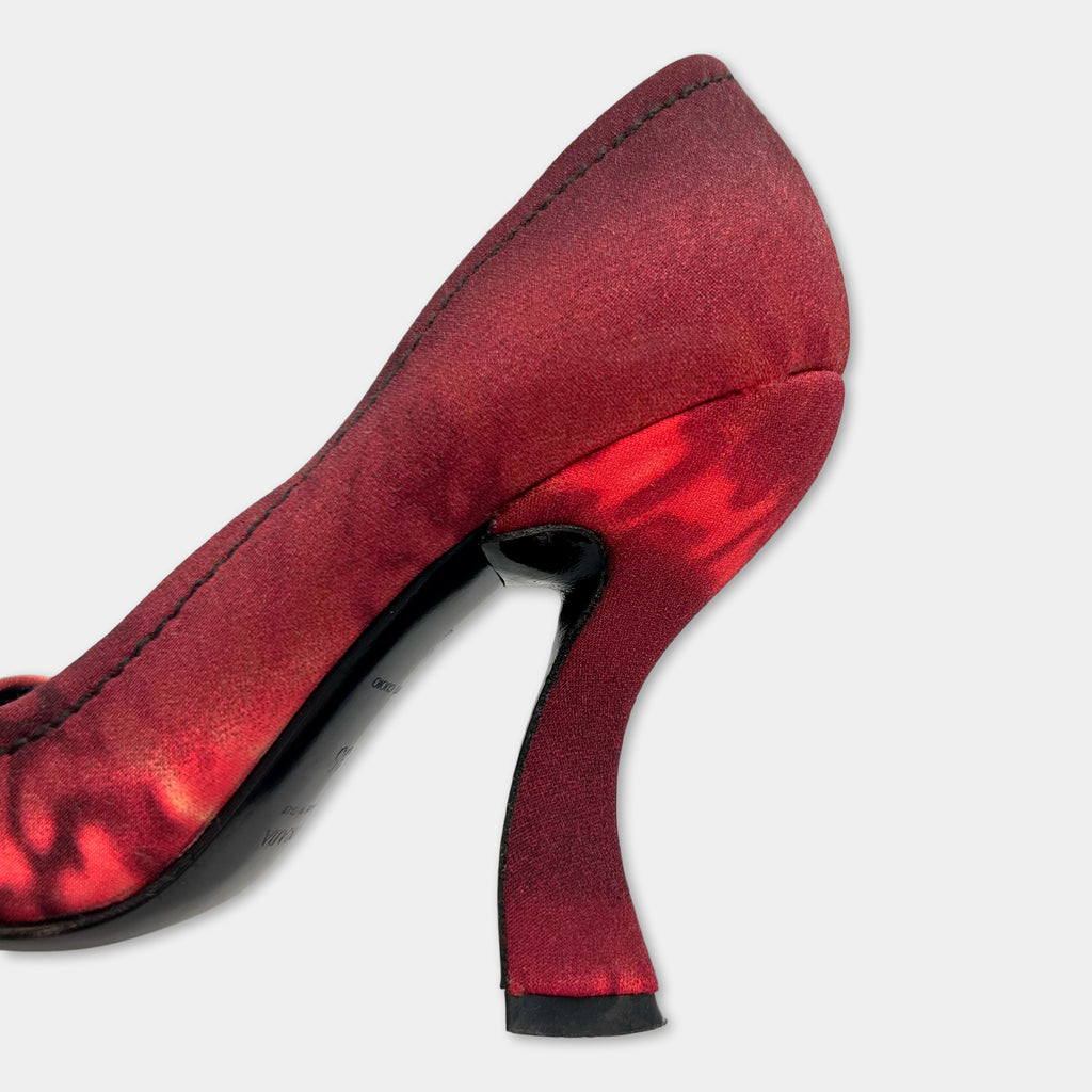 Prada SS04 Red Tie-Dye Silk Pumps