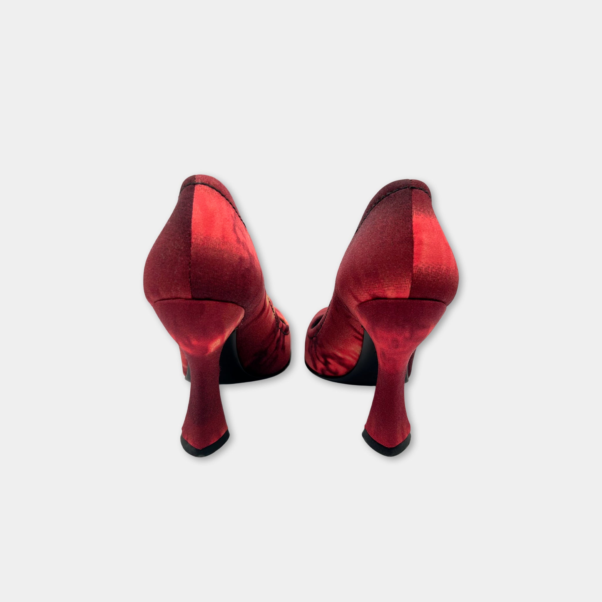 Prada SS04 Red Tie-Dye Silk Pumps