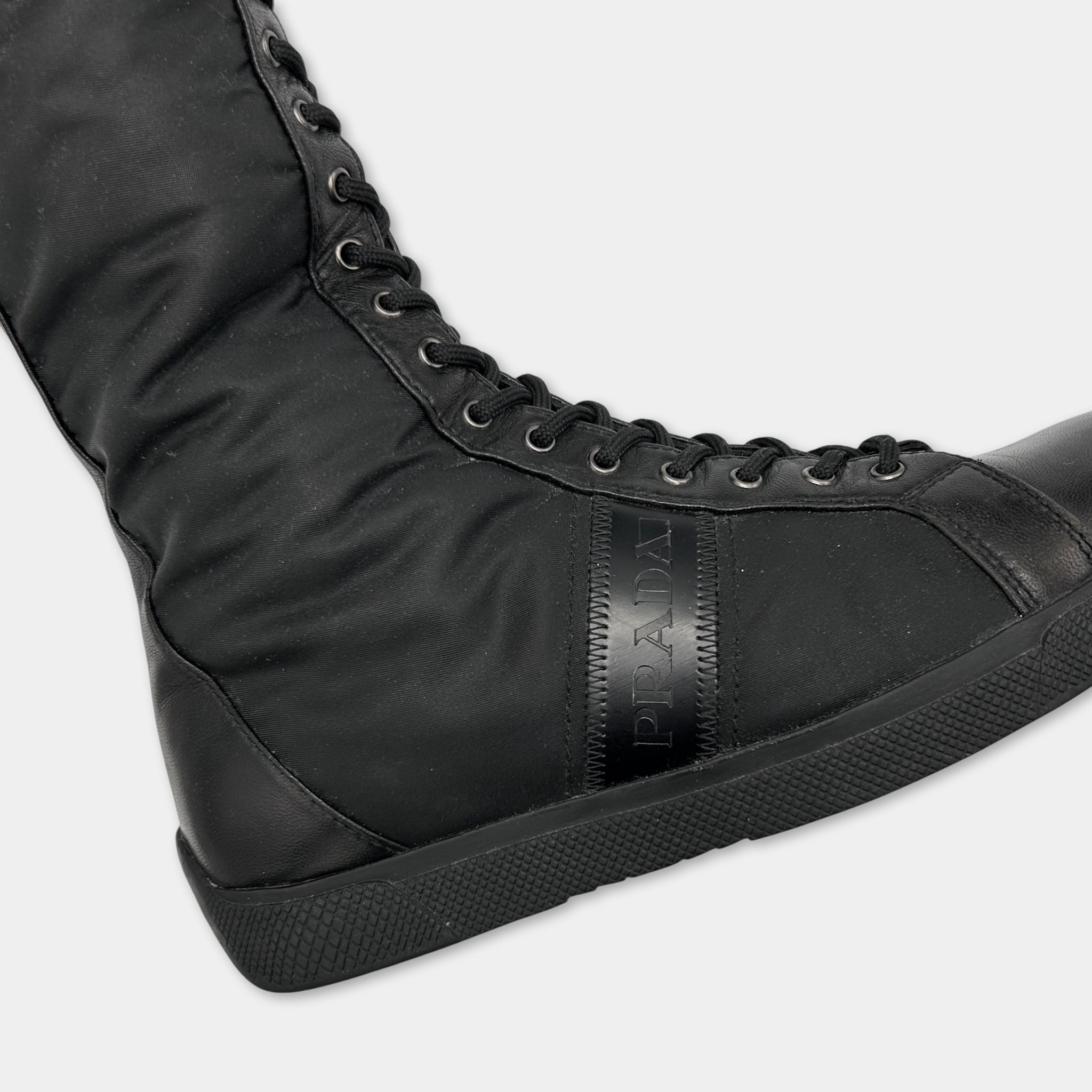 Prada High Top Lace-up Sneakers