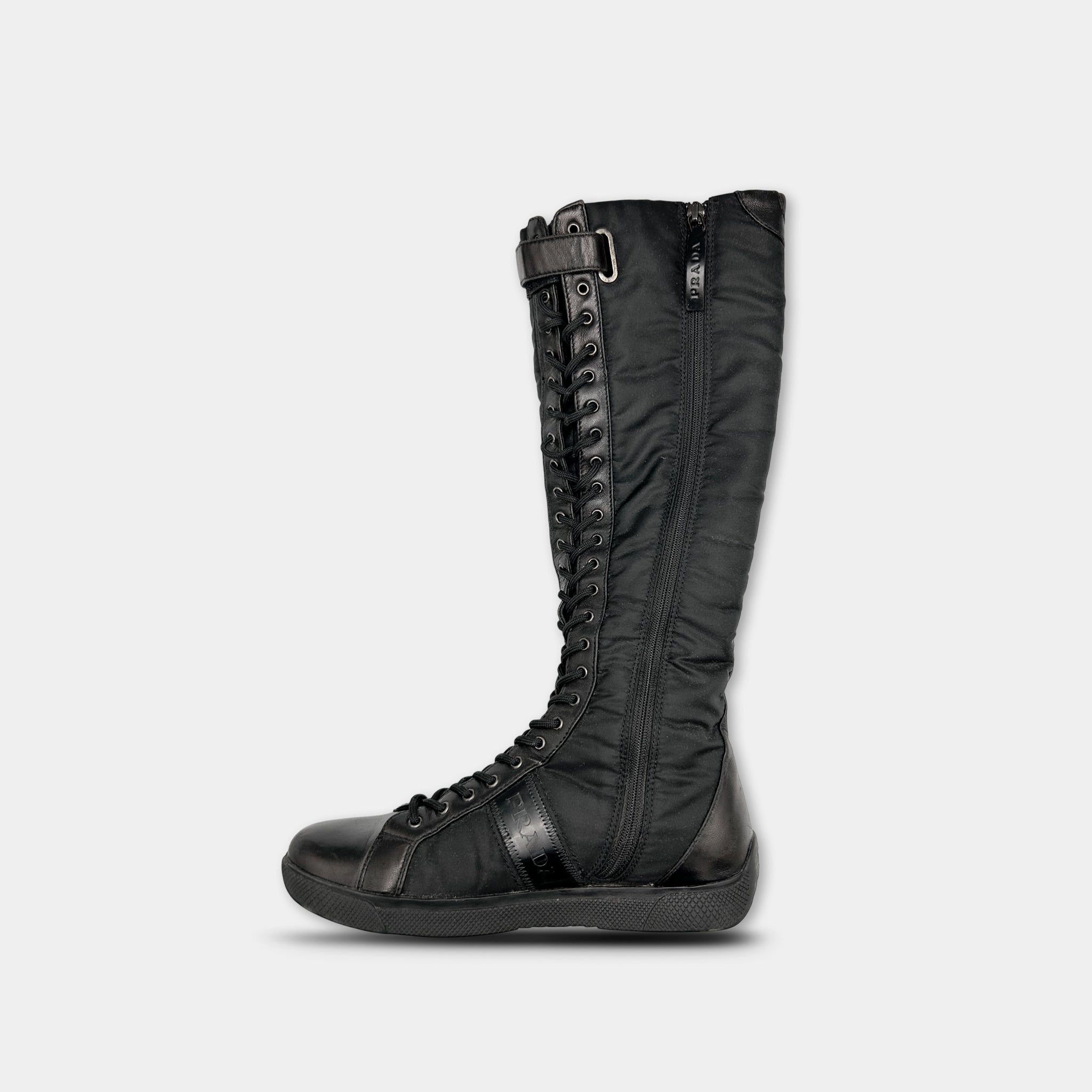 Prada High Top Lace-up Sneakers