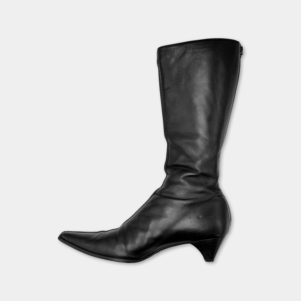 Prada Strap Heel Black Boots