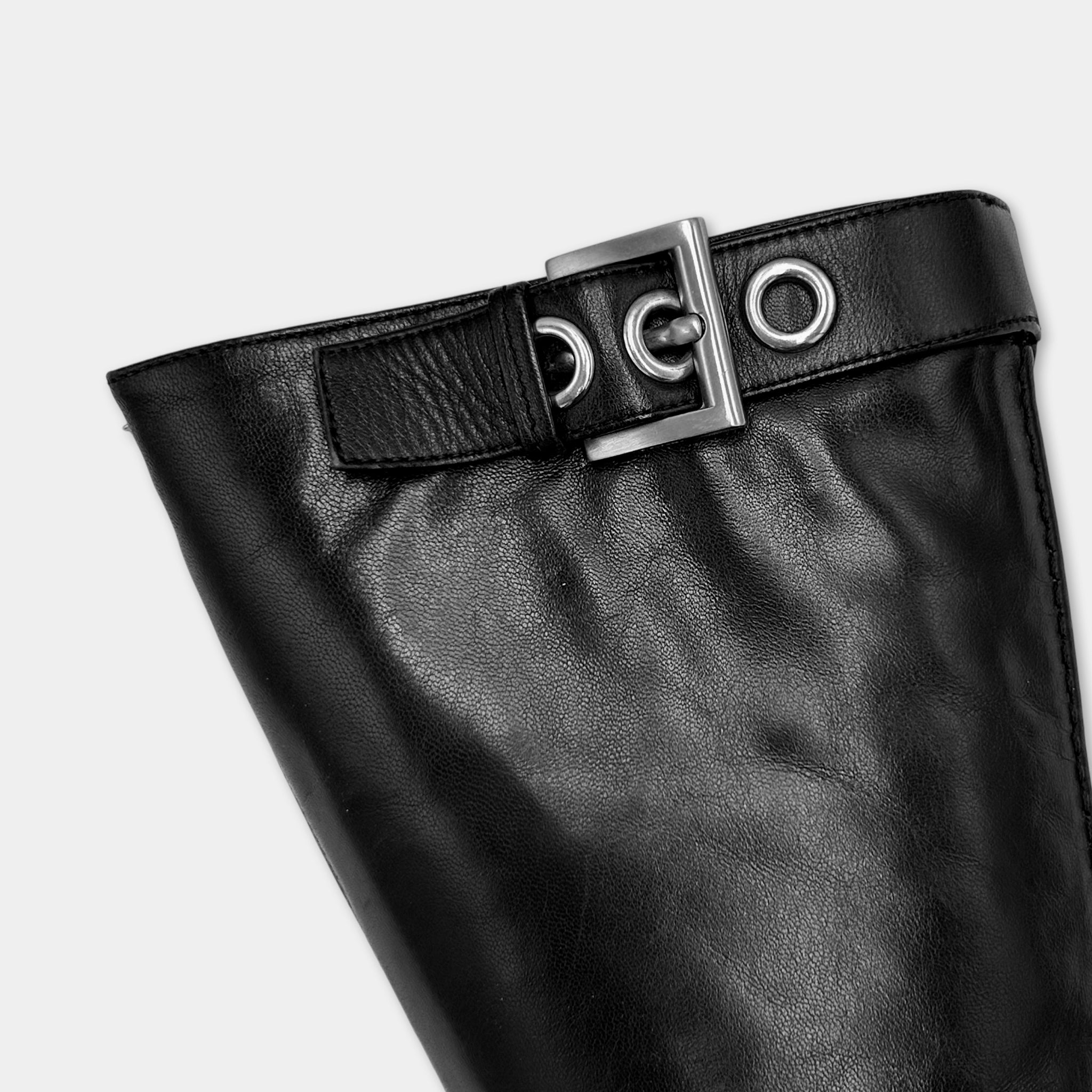 Prada Strap Heel Black Boots