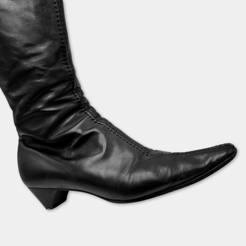 Prada Strap Heel Black Boots