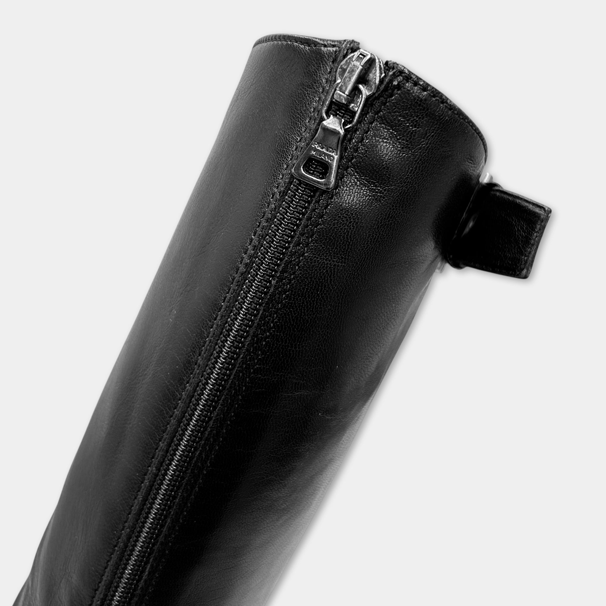 Prada Strap Heel Black Boots