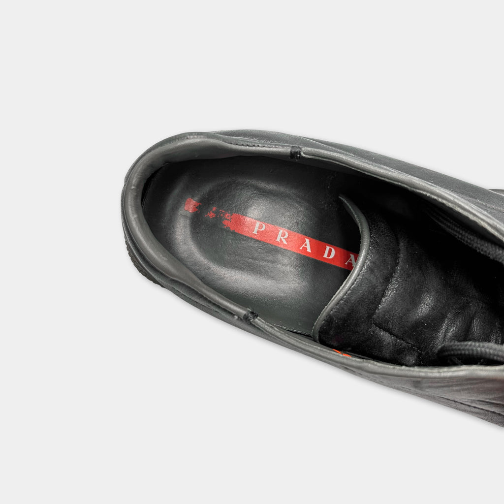 Prada 2000s Black Leather Sneakers