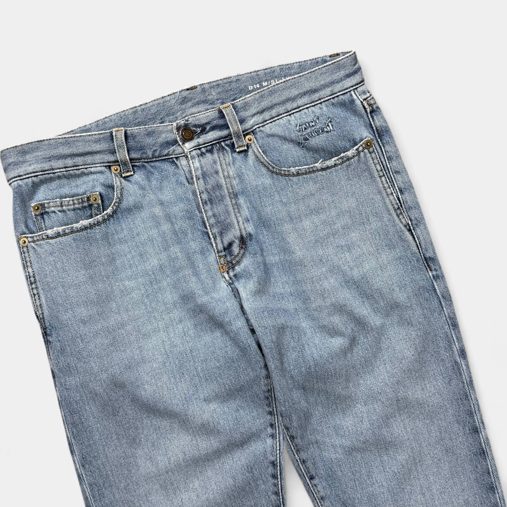Saint Laurent D14 Straight-Leg Hand-Stitching Denim Jeans