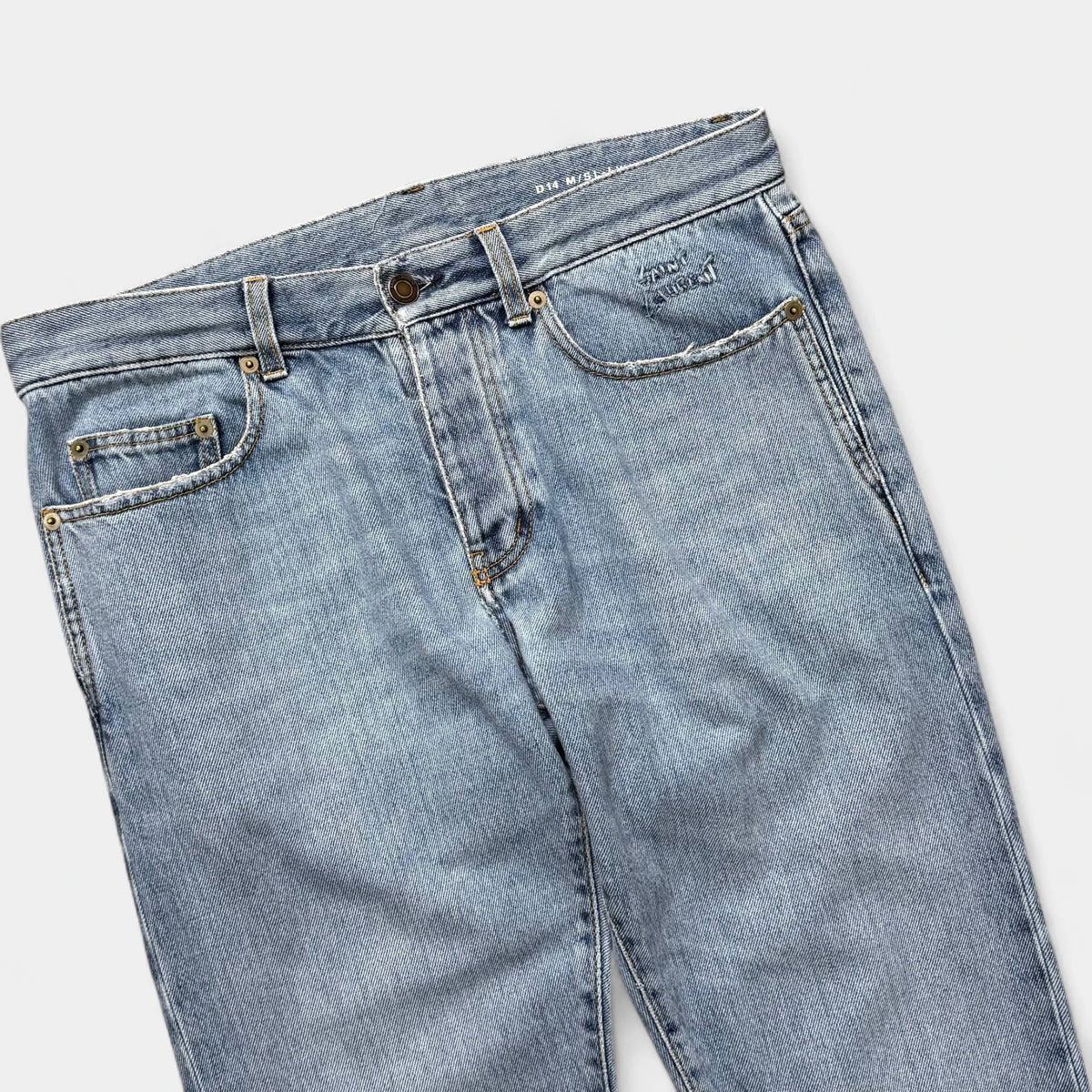 Saint Laurent D14 Straight-Leg Hand-Stitching Denim Jeans