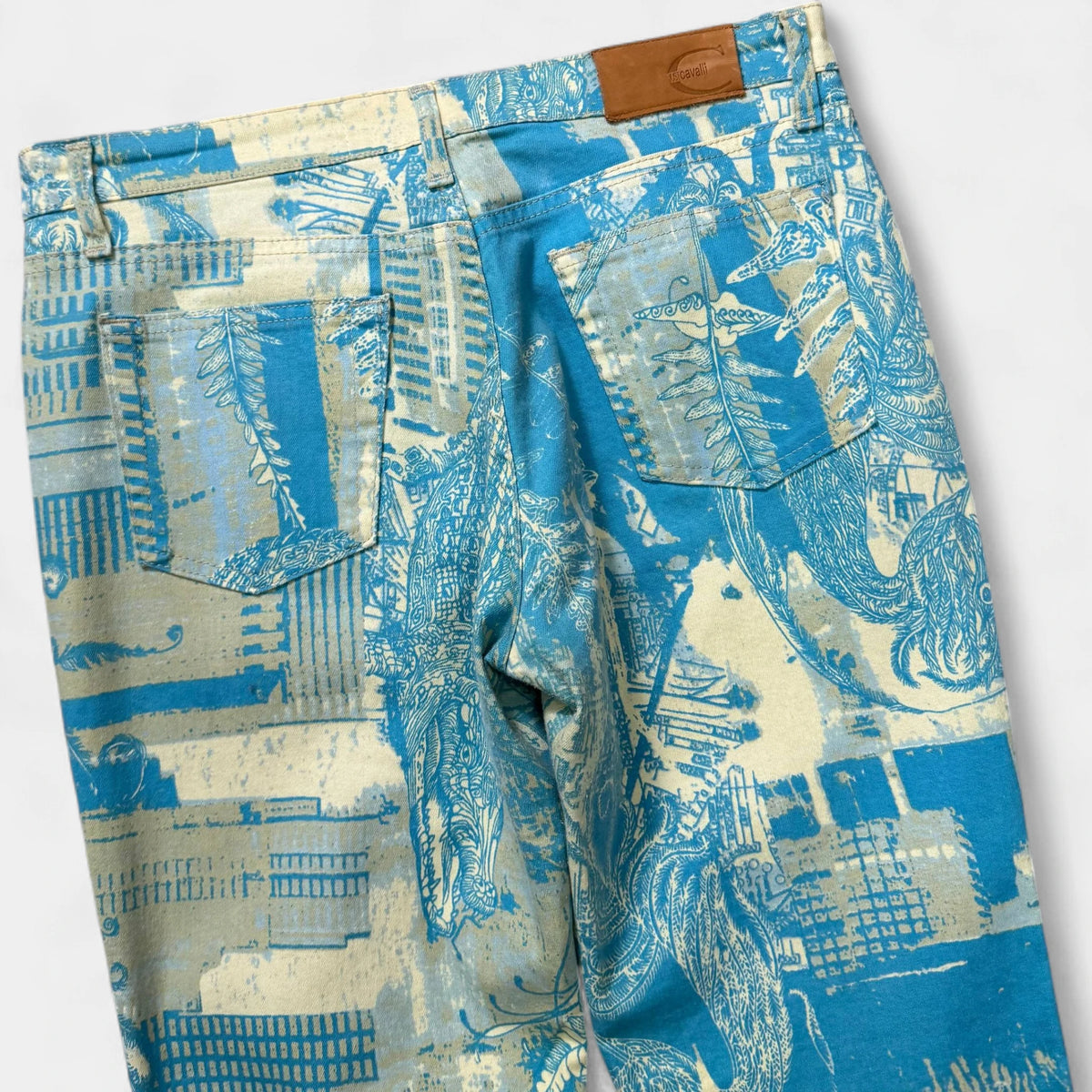Just Cavalli 2000s 'City' Graphic Flared Pants