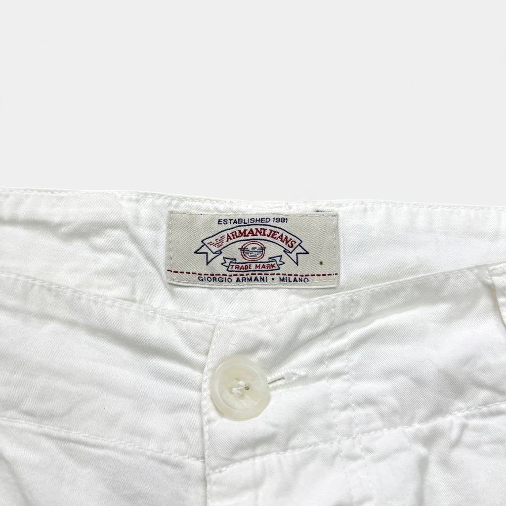 Emporio Armani 90s White Cotton Cargo Shorts