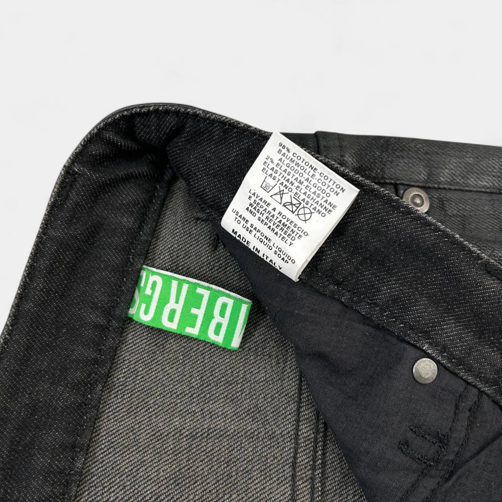 Dirk Bikkembergs Waxed Black Denim Jeans