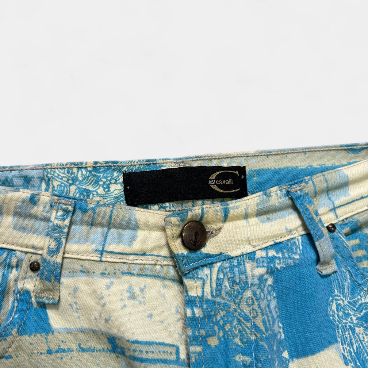 Just Cavalli 2000s 'City' Graphic Flared Pants