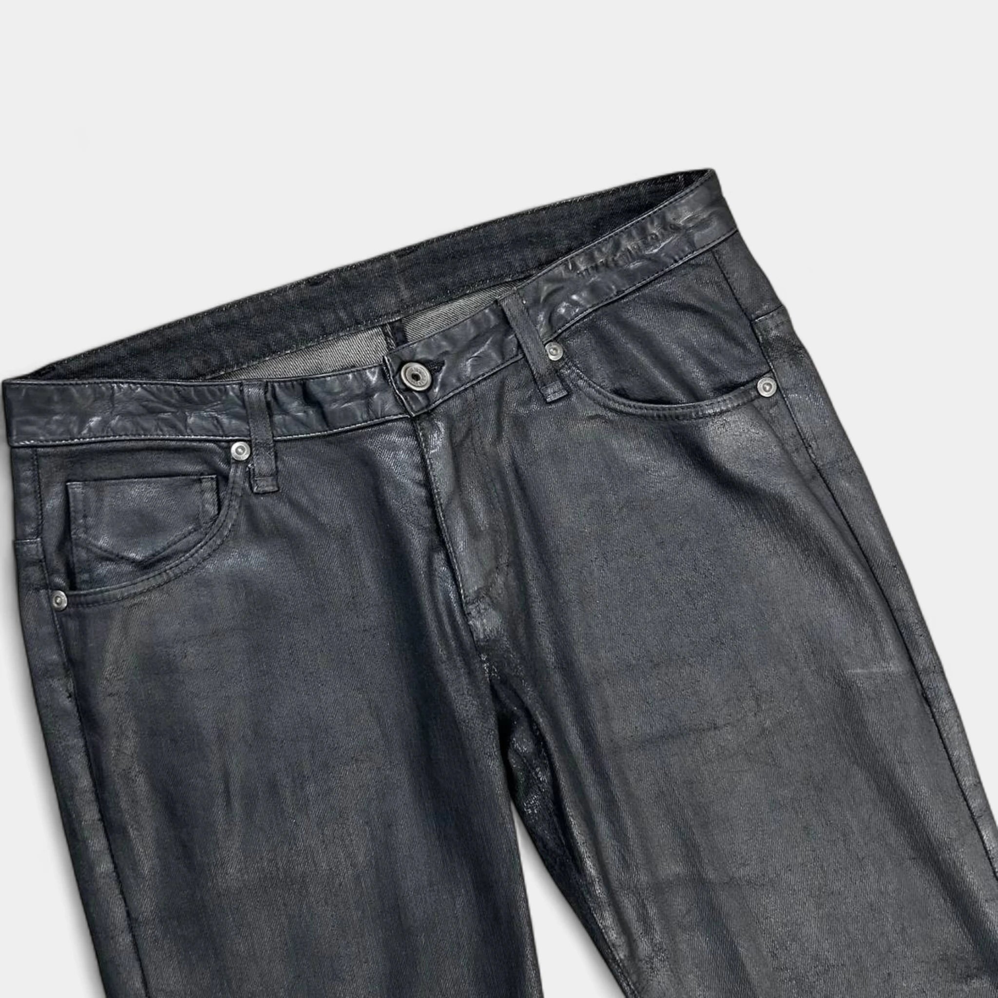 Dirk Bikkembergs Waxed Black Denim Jeans