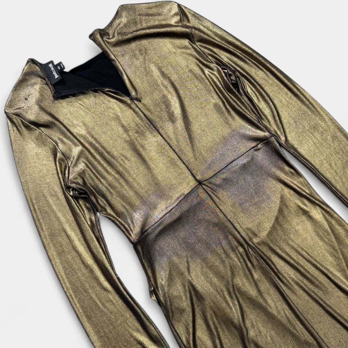 Just Cavalli Gold Metallic Drape Fitted Mini Dress