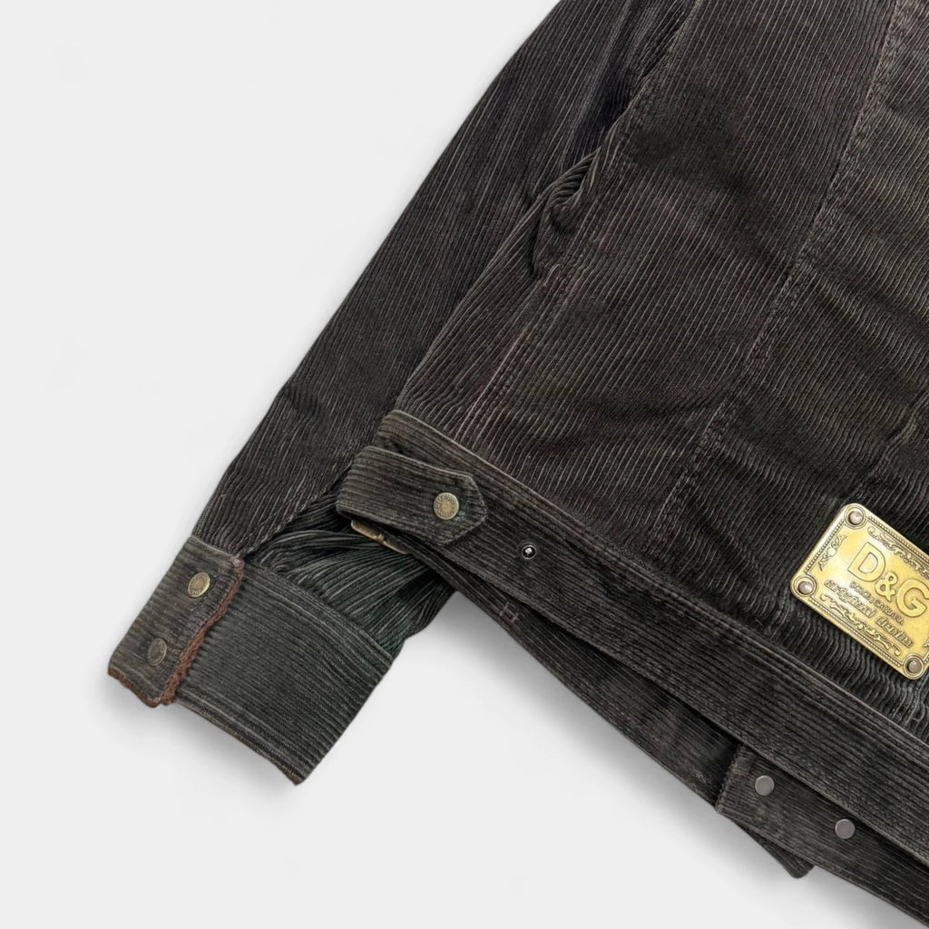 Dolce & Gabbana 2000s Brown Corduroy Shearling Collar Jacket