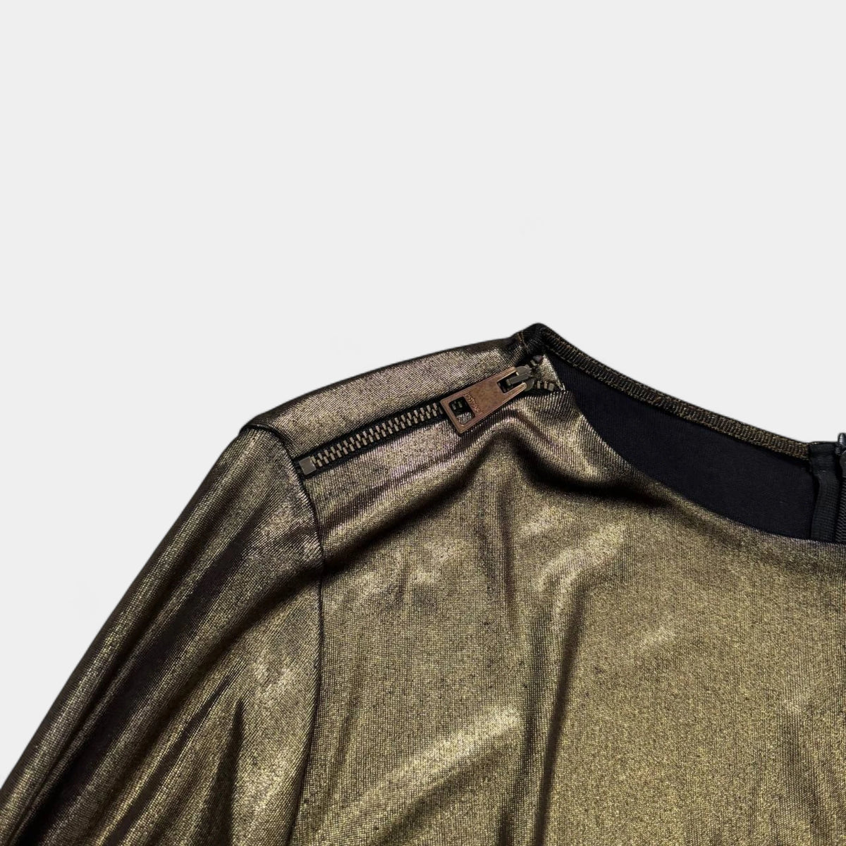 Just Cavalli Gold Metallic Drape Fitted Mini Dress