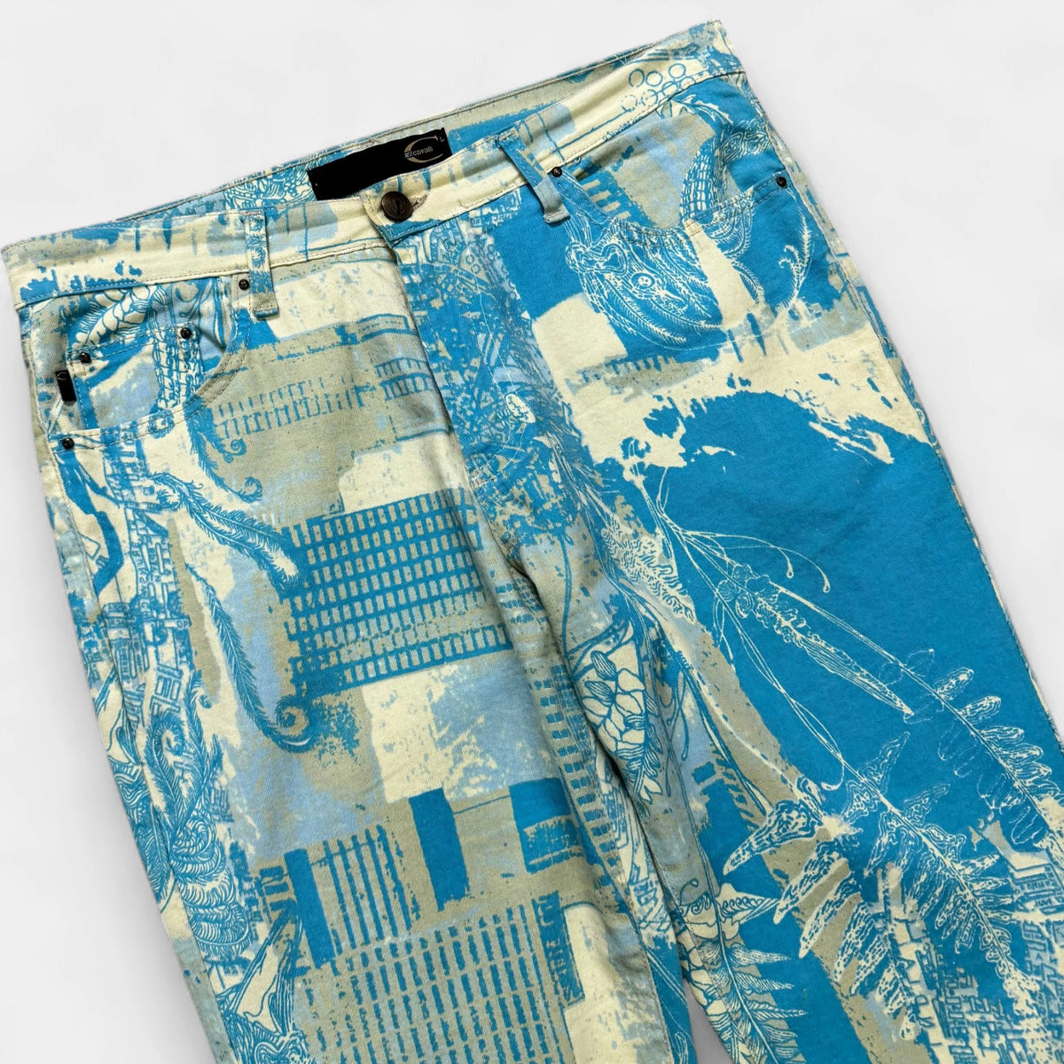 Just Cavalli 2000s 'City' Graphic Flared Pants
