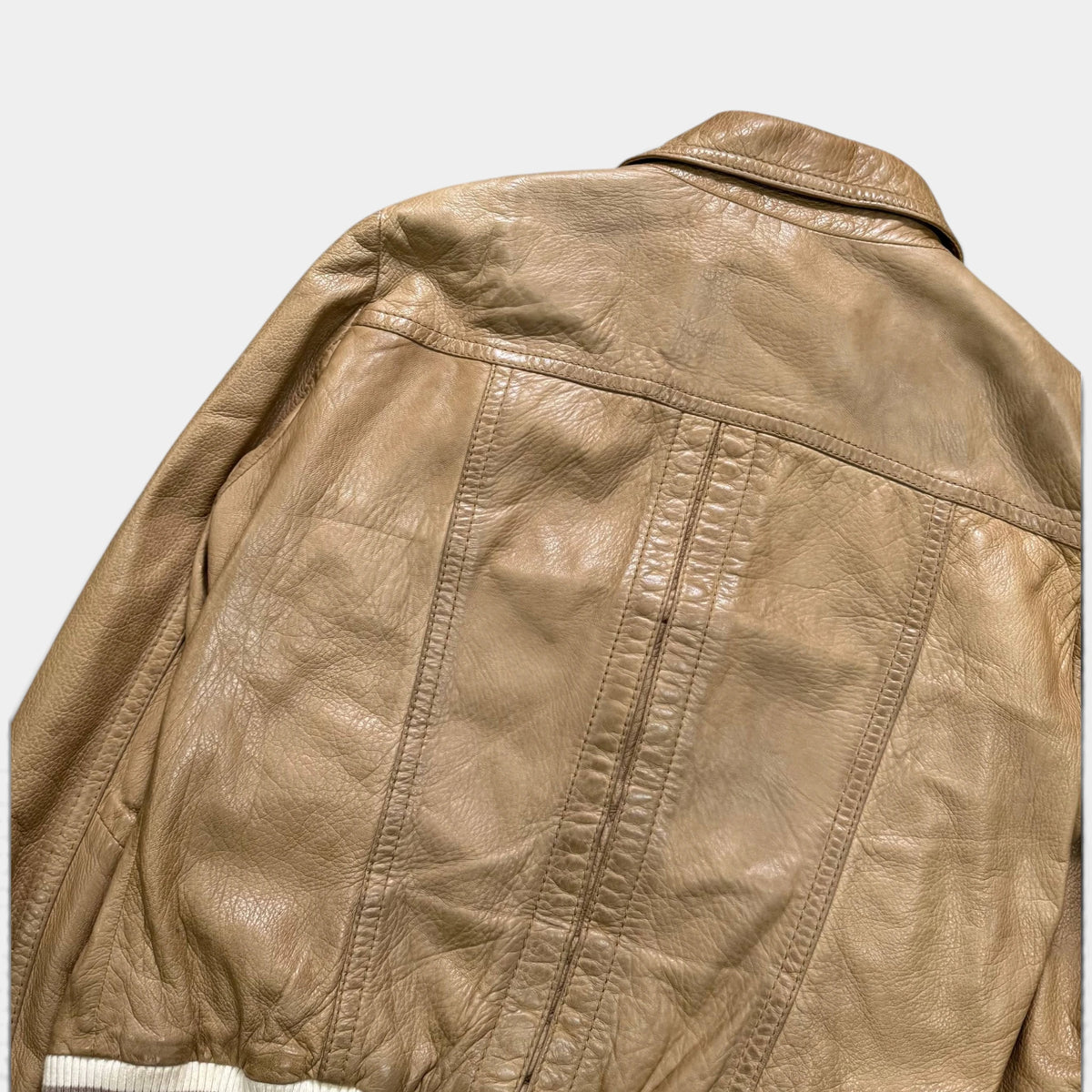 Dolce & Gabbana 2000's Tan Leather Bomber Jacket
