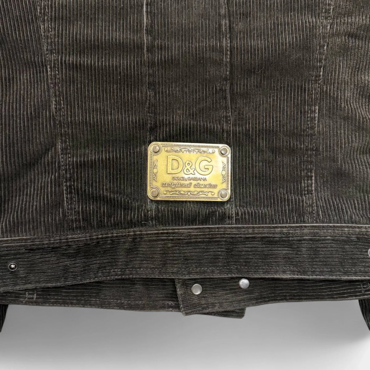 Dolce & Gabbana 2000s Brown Corduroy Shearling Collar Jacket
