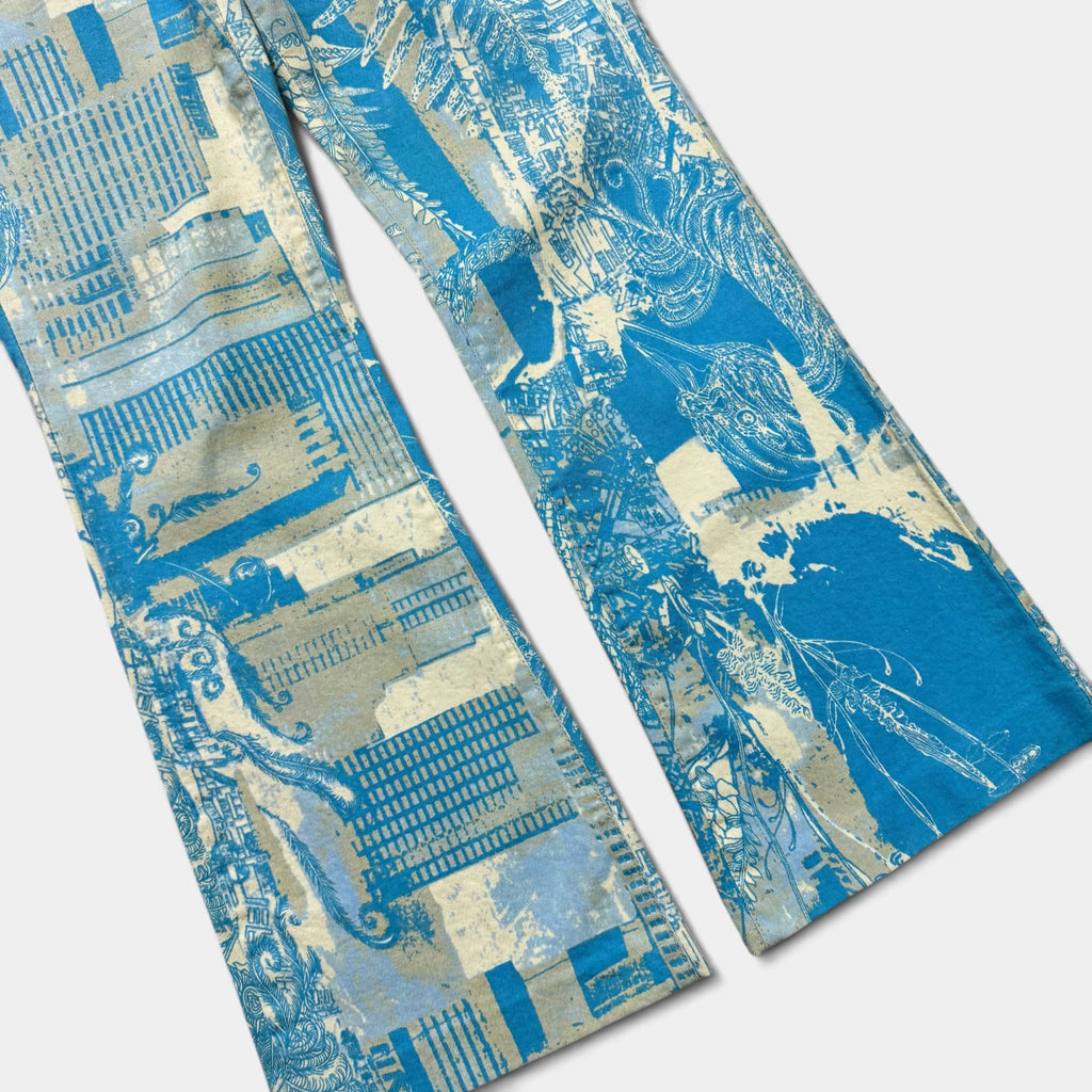 Just Cavalli 2000s 'City' Graphic Flared Pants