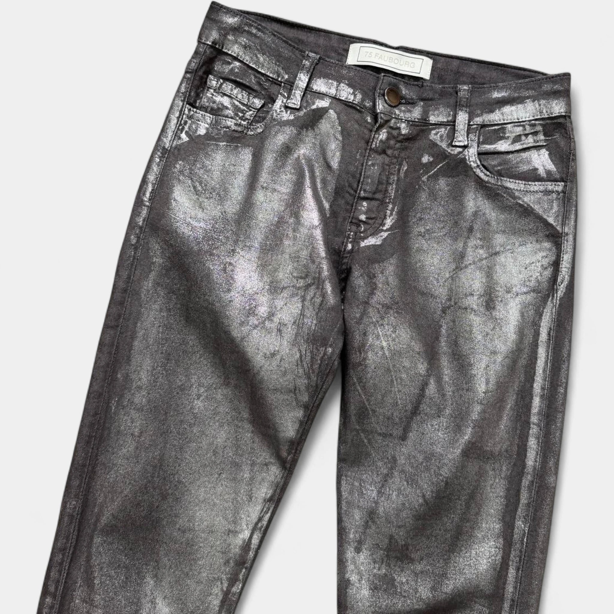75 Faubourg Metallic Coated Skinny Jeans Silver-Grey