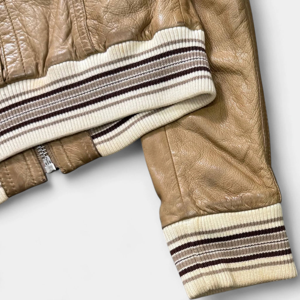 Dolce & Gabbana 2000's Tan Leather Bomber Jacket