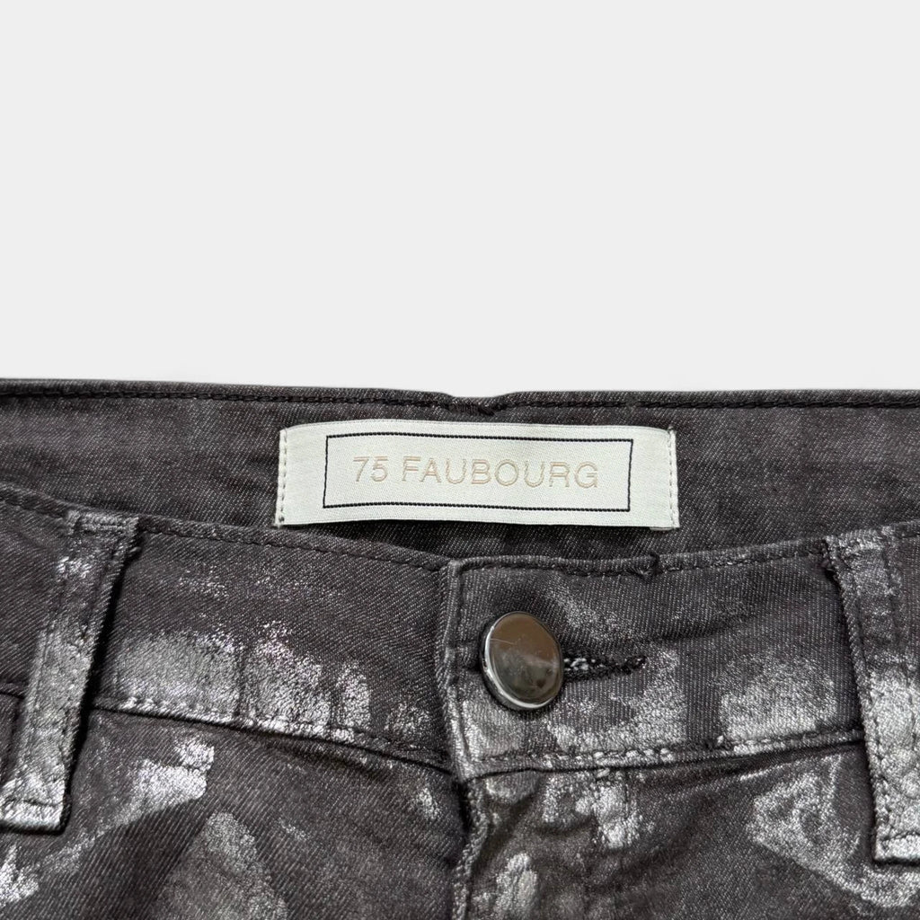 75 Faubourg Metallic Coated Skinny Jeans Silver-Grey