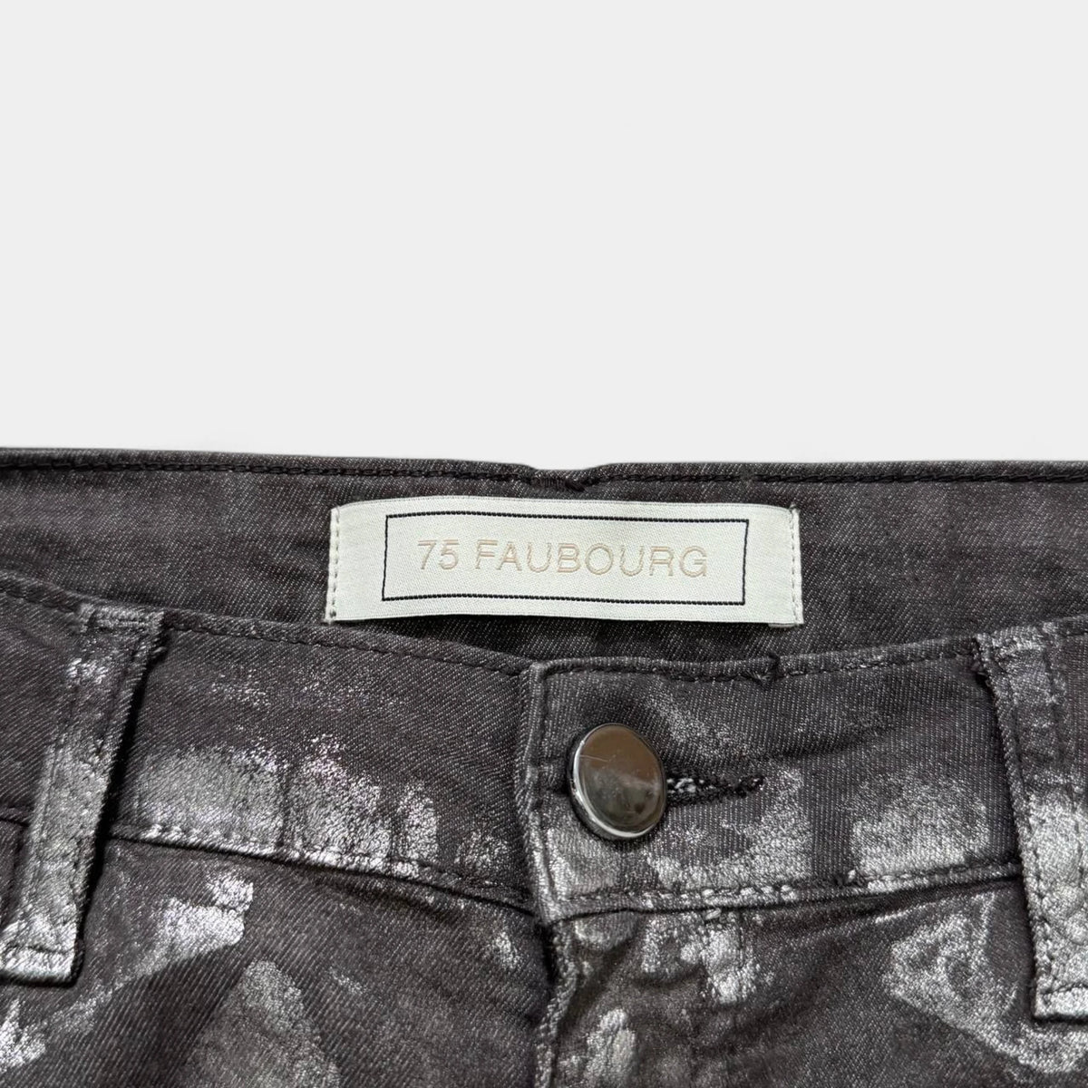 75 Faubourg Metallic Coated Skinny Jeans Silver-Grey