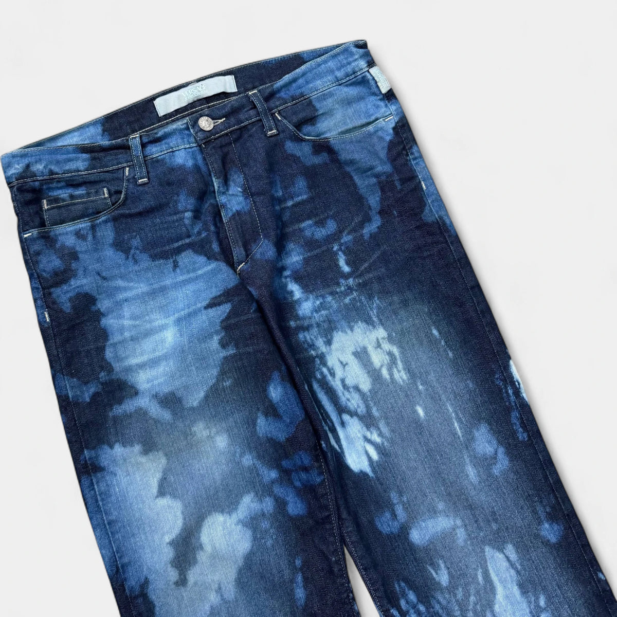 Versace Bleached Tie-Dye Straight-Leg Jeans