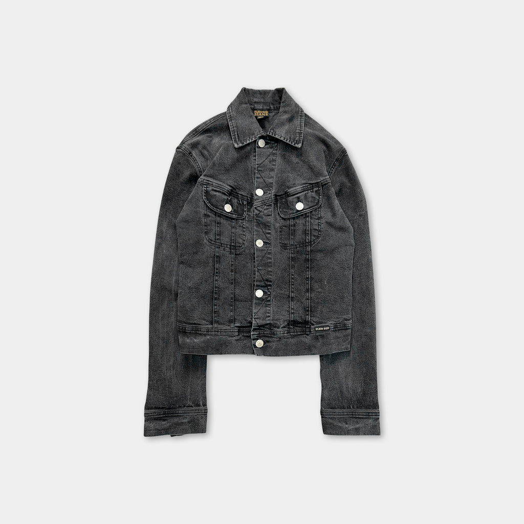 Plein Sud 2000s Grey Washed Denim Trucker Jacket