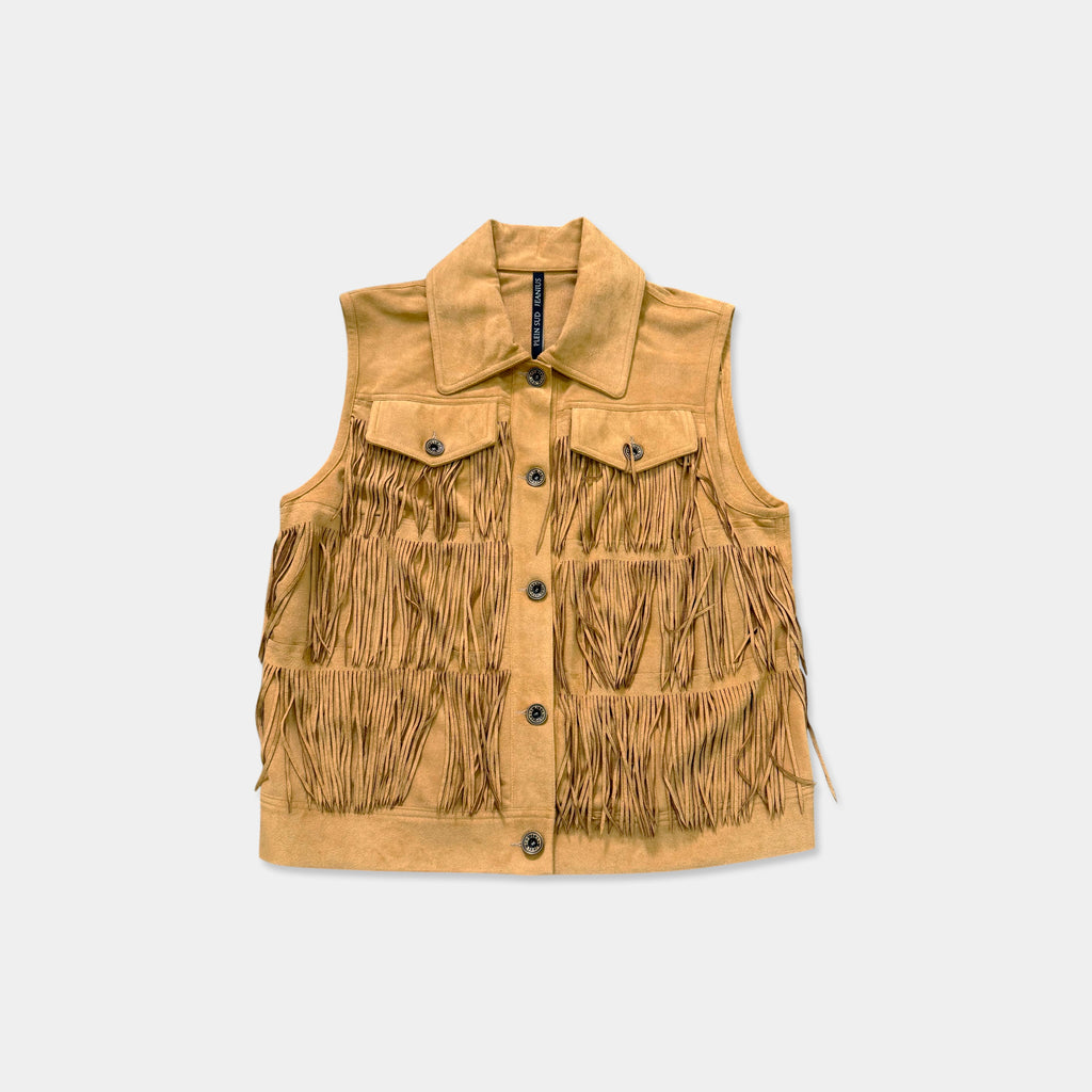 Plein Sud Mustard Suede Fringe Western Vest
