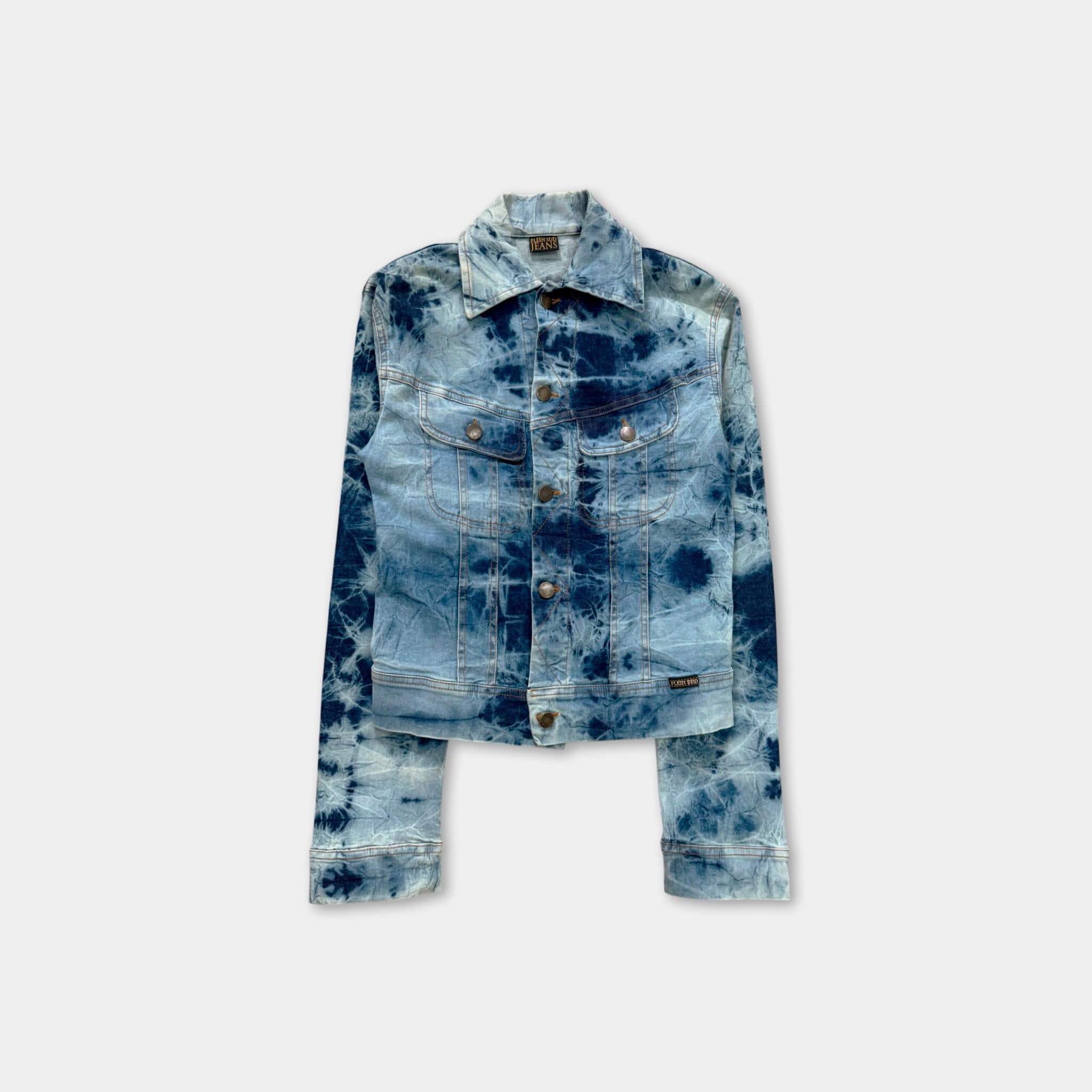 Plein Sud Jeans Vintage Blue Tie-Dye Denim Trucker Jacket