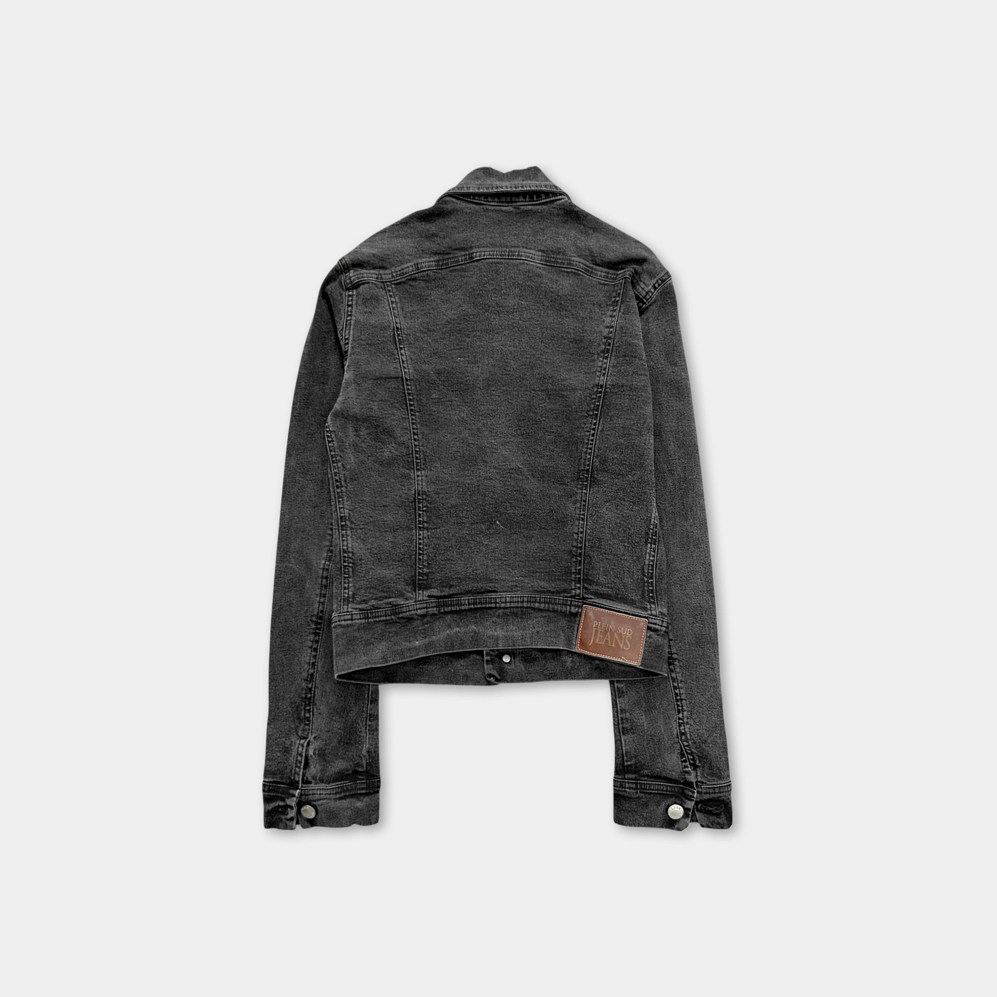 Plein Sud 2000s Grey Washed Denim Trucker Jacket