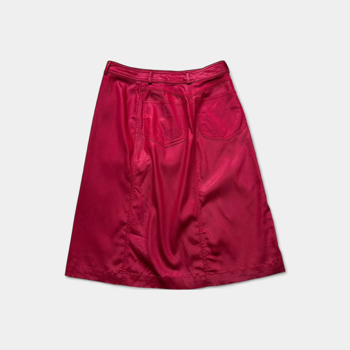 Plein Sud 2000s Asymmetrical Red Satin Midi Skirt