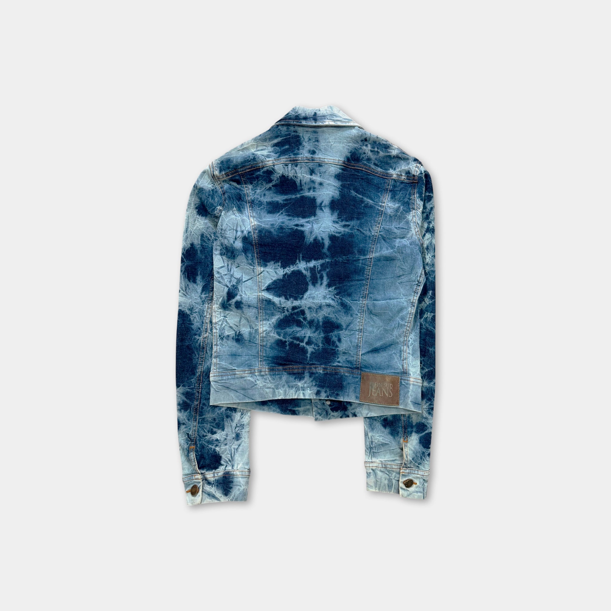 Plein Sud Jeans Vintage Blue Tie-Dye Denim Trucker Jacket