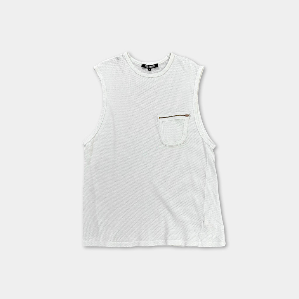 Raf Simons 2005 Zipper-Pocket Sleeveless White Tank Top