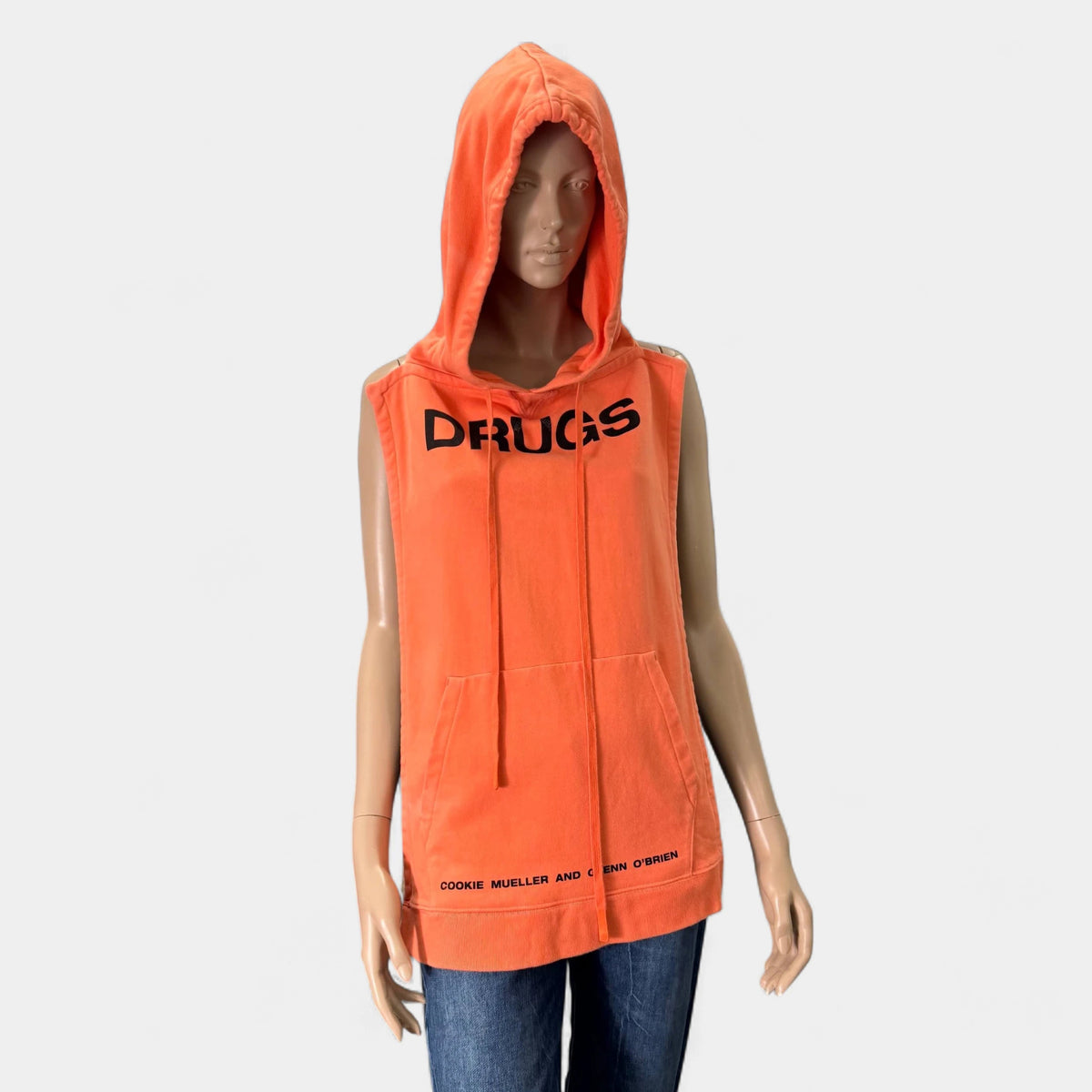 Raf Simons FW18 'DRUGS' Orange Sleeveless Hoodie