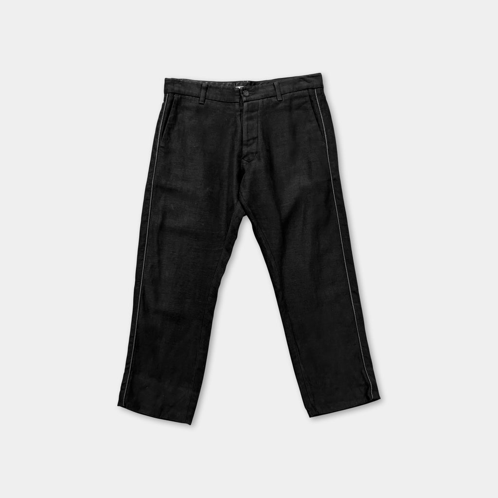 Rick Owens Black Linen Three-Quarter Pants